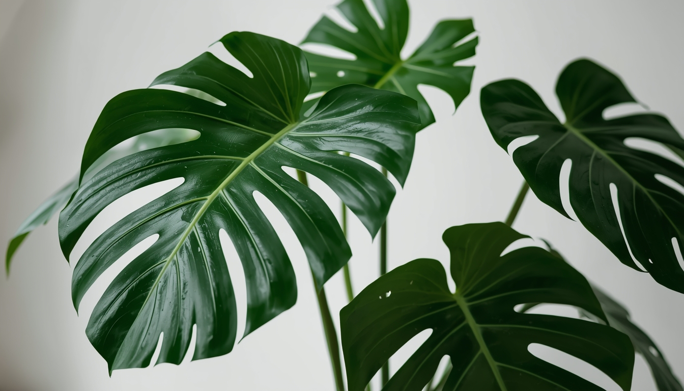 Monstera Deliciosa indoor plant with large green leaves