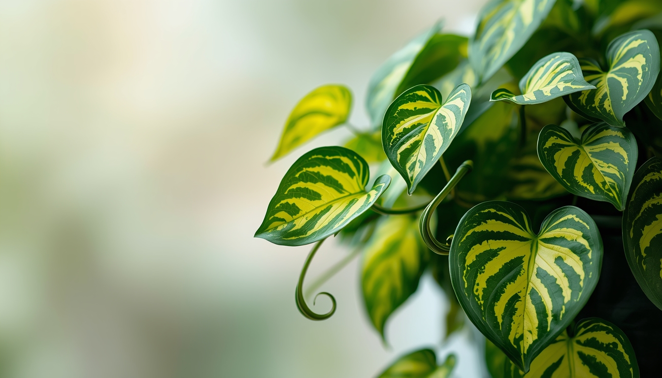 Golden Pothos trailing plant with heart-shaped leaves